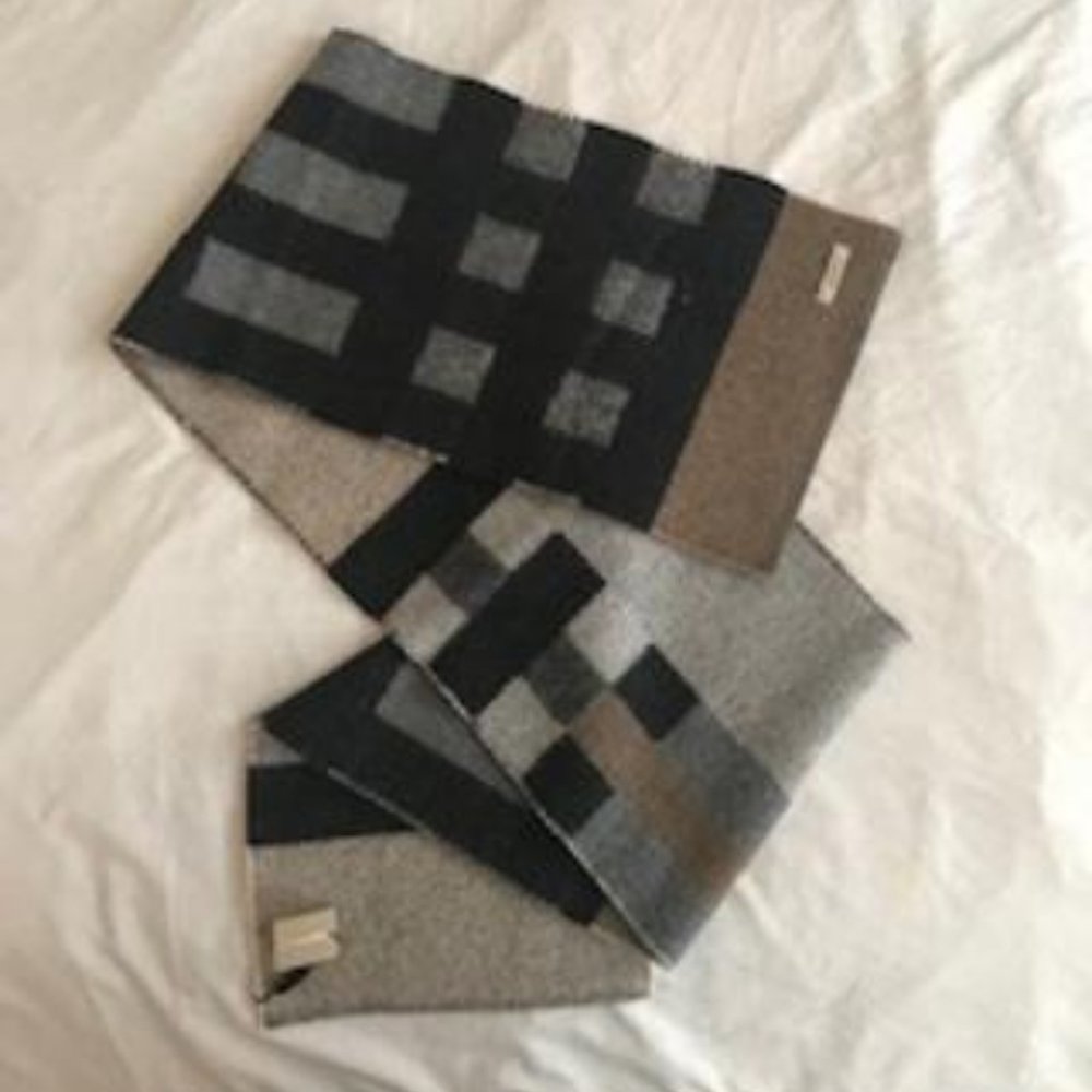 NWT Burberry Wool and Cashmere Color Block Mega Check Blanket Scarf